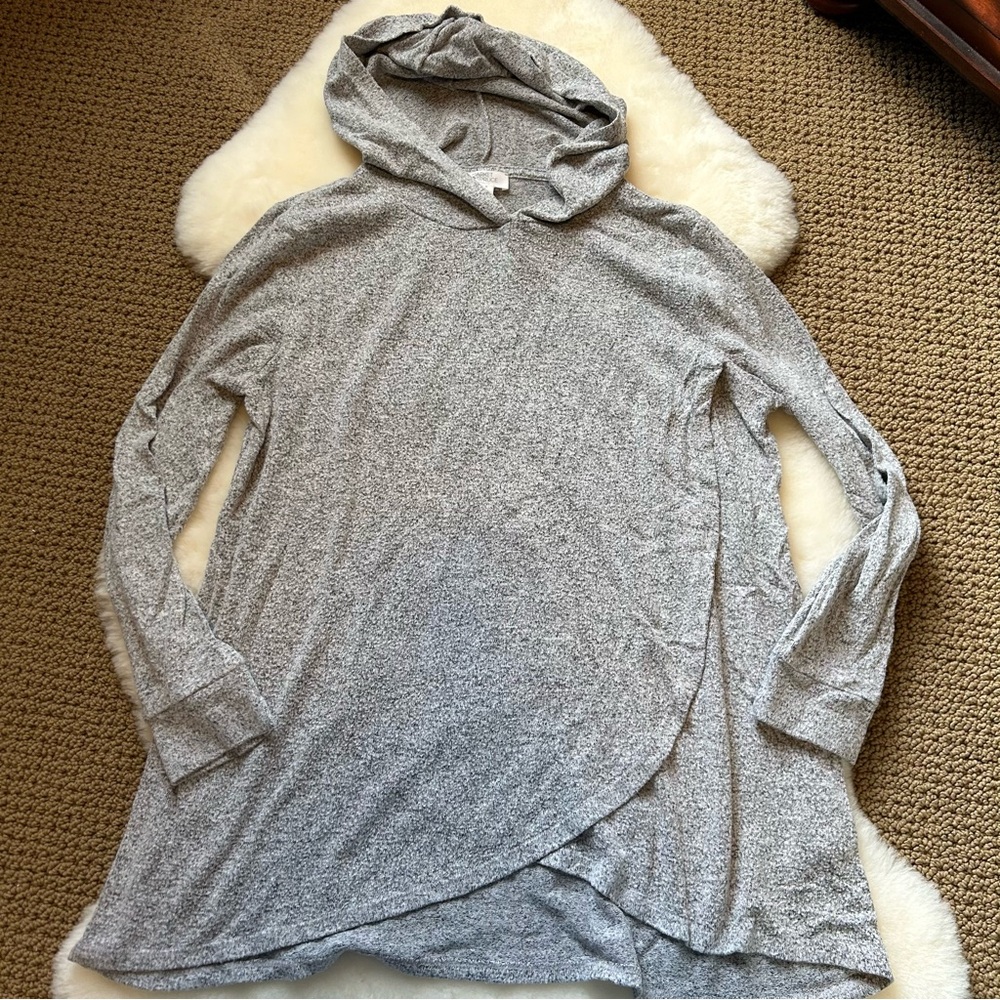Gray Hooded Maternity/Nursing Tunic Top M